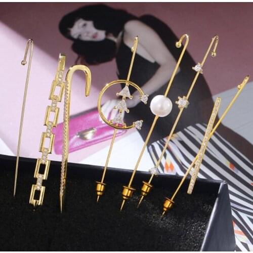 Bohemian Wedding Ear Wrap Crawler Hook Earring Crystal Stud Earrings For Woman Lightning Zirconia Climber Earrings Jewelry