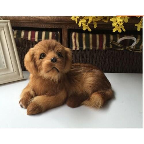 Cute simulation golden dog model toy polyethylene&furs lying dog doll gift about 21x13x13cm 1392