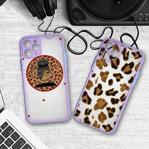 Cute Leopard Print lovely girl Phone Case Bumper Shockproof Trasparent For iPhone 11 Pro Max 12 Mini XR X XS 8 7 Plus Cover