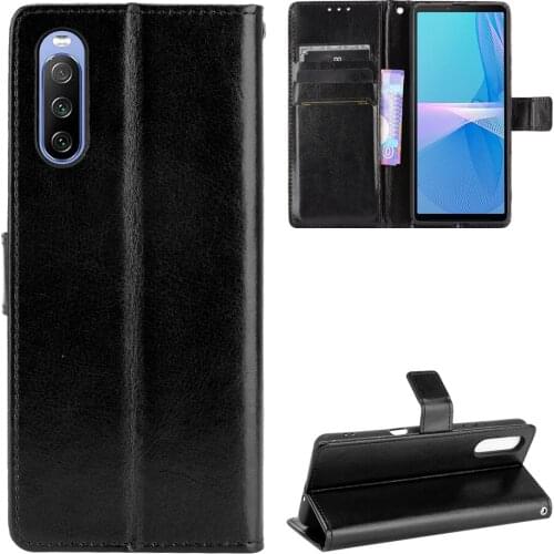 Suitable for Xperia 10 III folding phone case, leather buckle retro wallet phone case, super drop-resistant