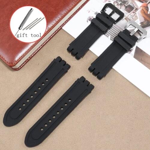 Replacement Swatch YOS440 449 401 447 448 Silicone Watchband 23mm Black Diving Rubber Strap Mens Bracelet