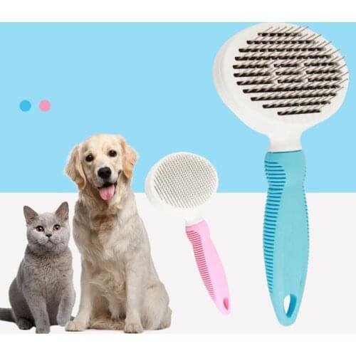 Dog Brush Pet Comb Remove Hair Open Knot Cat Combs Automatic Puppy Accessories Steel Needle Brushes Grooming Tool расческа