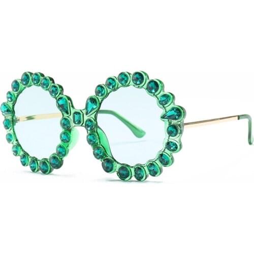 Rhinestone Round Sunglasses Women Mens Vintage Ladies Sun Glasses Goggles Fashion Gafas Oculos Shades 5735DF