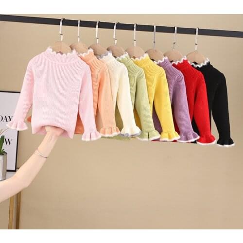 1-4Years Baby Girls Sweaters Turtlrneck Autumn Winter Toddlers Kids Pullover Tops Knitwear For Girls Clothing Children Sweaters