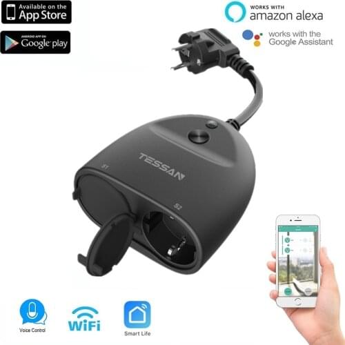 WIFI Power Strip Waterproof Smart Socket with 2 Outlets Outdoor Plug Remote Control by Smart Life APP Alexa Google Home