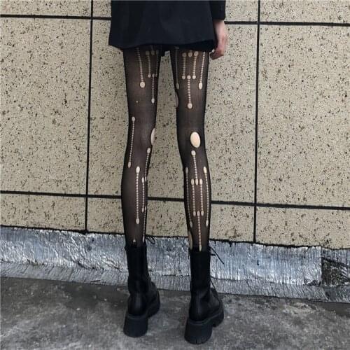 Unique Hole Tights Fashion Mesh Stockings Female Sexy Black Pantyhose Charming Maiden Underwear Hot Womens Club Wear Hosiery