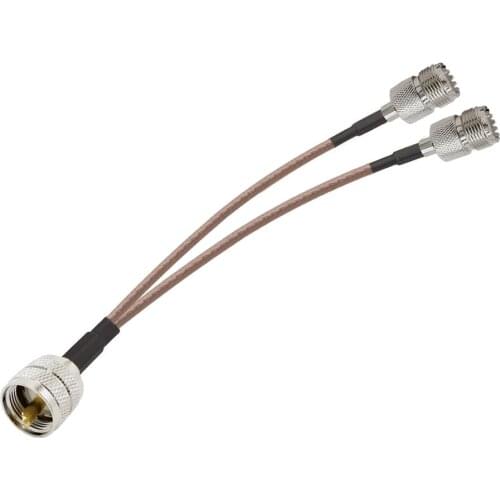 PL-259 Splitter Connector UHF PL259 Male to Dual UHF SO239 Female RG316 Pigtail Extension Cable For HAM CB Radio Antenna Load
