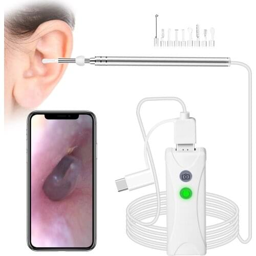 3.9mm 2MP HD WiFi Ear Endoscope Visual Ear Nose Throat Inspection Camera USB Ear Wax Remover Otoscope Waterproof with LED