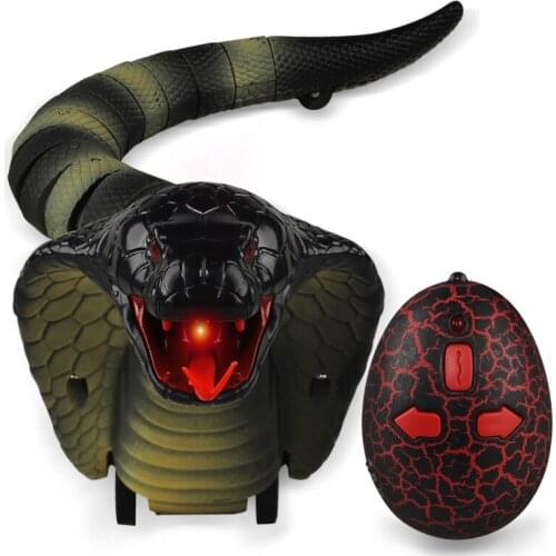 [Funny] Trick toys Remote control animal LED light IR RC Snake King cobra electronic pet robot model scary Prank toy joke toy