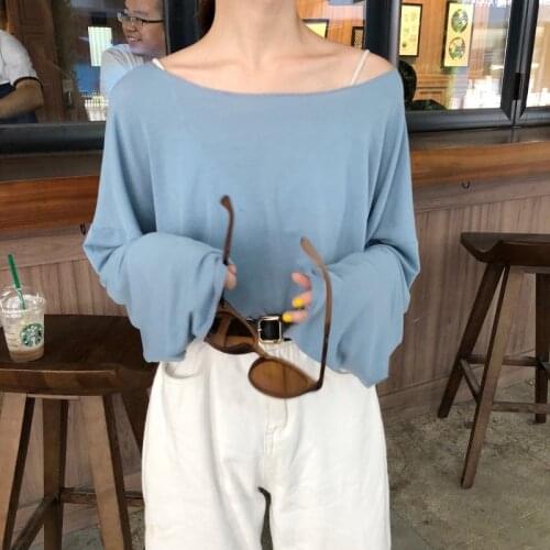 2021 spring new loose lazy thin summer sun protection clothing smock long-sleeved T-shirt top bottoming shirt female summer