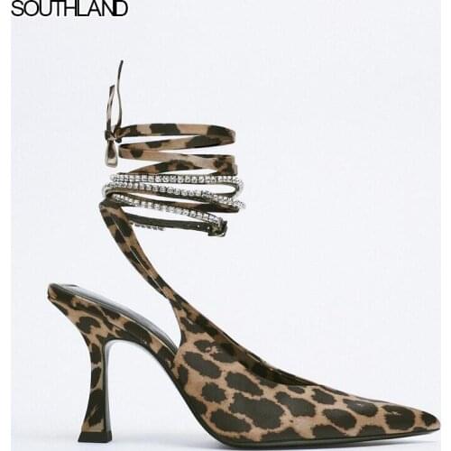 SOUTHLAND Hand stitched shoes new silk water drill fine heel high heel pointed toe shoes baotou sandals lady