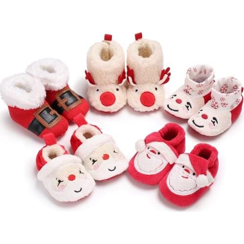 Winter toddler shoes 0-1 cartoon Christmas warm soft bottom baby toddler shoes