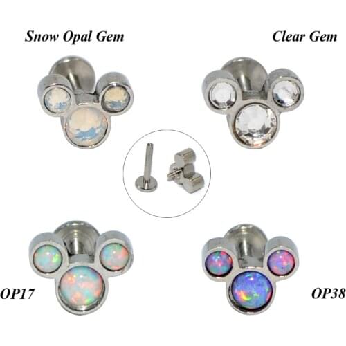 1 PC G23 Titanium and Surgical Steel&Opal Stone Gem Labret Monroe Lip Stud Ring Ear Helix Tragus Cartilage Earring Body