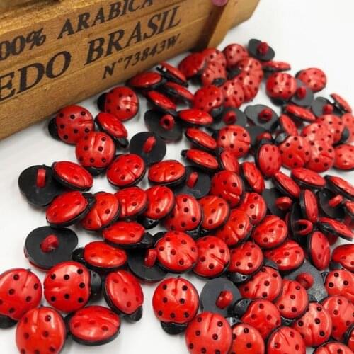 100 pcs 15MM red Dyed Plastic Ladybird buttons coat boots sewing clothes accessories PT64