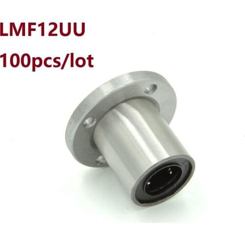 100pcs/lot LMF12UU LMF12 Flange Linear Bushing linear Bearing flange linear ball bearing for linear shaft CNC 3D printer