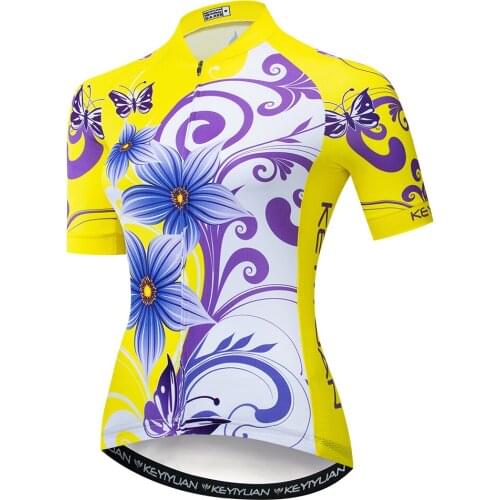 2021 KEYIYUAN Womens Cycling Jersey Short Sleeve MTB Tops Quick Dry Summer Racing Road Mountain Sports Shirt Ropa Ciclismo
