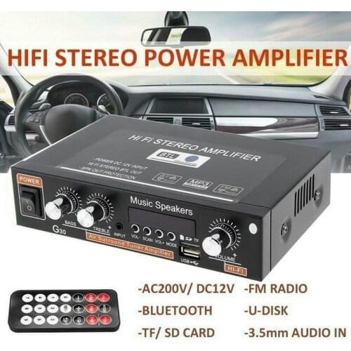 600W 12V/220V Wireless Stereo Audio Amplifier Board Bluetooth-compatible HiFi Music USB FM Subwoofer Amp Module for Car Home