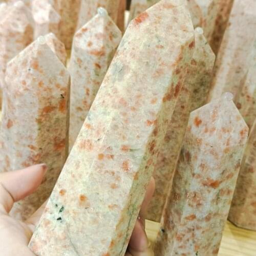 690-780g 1pc Beautiful natural sunstone crystal tower natural crystal wand for decoration
