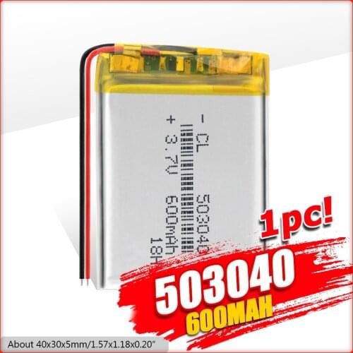 1/2/4 pcs 3.7V 600mAh 503040 Rechargeable lipo li polymer lithium battery for MP3 GPS DVD bluetooth recorder e-book camera