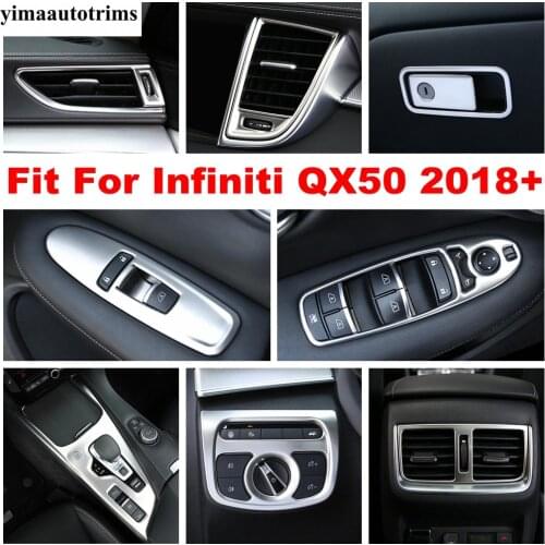 Stainless Steel Accessories For Infiniti QX50 2018 - 2021 Glove Box Sequin Shift Gear Head Light Button AC Air Vent Cover Trim