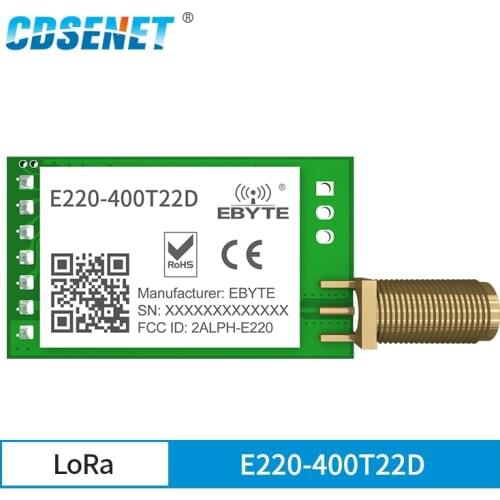 E220-400T22D IOT Board LoRa Wireless UART Module LLCC68 RSSI ISM 433MHz 470MHz 22dBm Module DIP UART Interface SMA-K Antenna