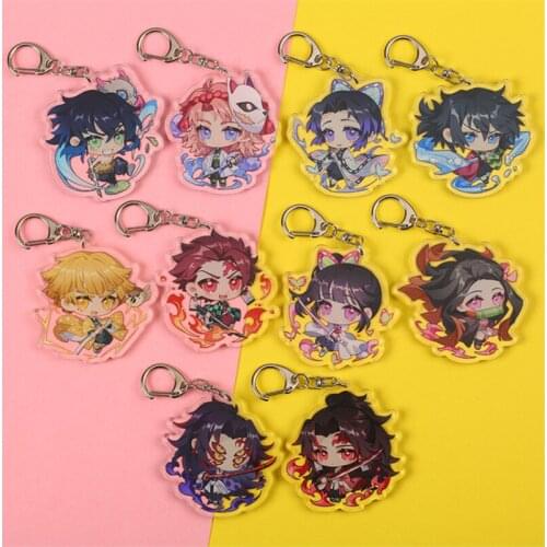 Anime Demon Slayer Kimetsu No Yaiba Key Chains Two-sided Keychain Cosplay Acrylic Pendant Keyring Accessories Prop