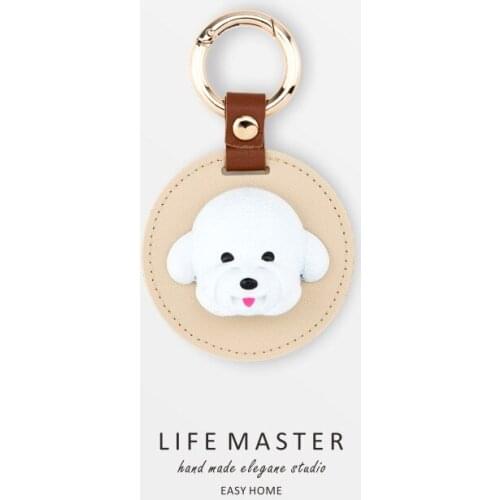 Handmade PU Leather Doggy Animal Pet Bag Keychain Creative Keyring For Men Women Trinket Pendant Keychains D867