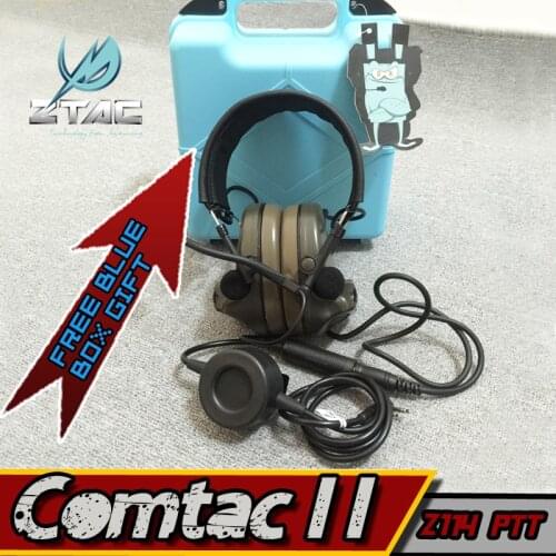 Z 041 Z-Tac Headset Noise Reduction Canceling Electronic Sound Pickup Comtac II for Peltor Tactical Military Paintball with PTT