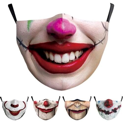 Halloween Fashion Cospaly Horror Mouth Joker Face-Masks Protection Cycling Spots Breathable Adult Party Mask Womens Men Unisex