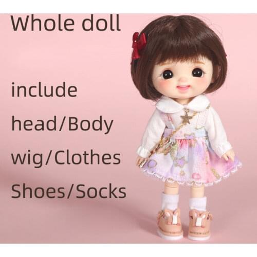 Cute Laughing Joint Doll 1/12bjd Whole Doll 1/18bjd Makeup Doll OB11 Doll Head+wig+bjd Body+shoes+clothes Christmas Gift