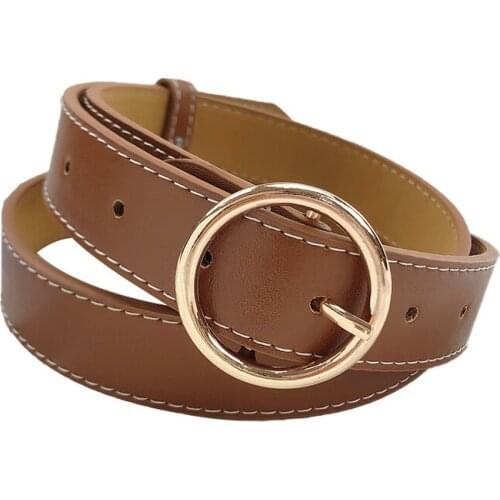 Youth Female All-Match Belt High Quality Imitation Leather Pin Buckle Womens Belt Ring Buckle Casual Jeans Belt Pu Leather Belt