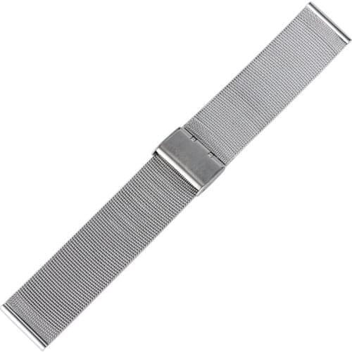 22mm Silver Stainless Steel Mesh Replacement Bracelet Wrist Band Hook Buckle Watch Strap Link Men Watchband+ 2 Spring Bars