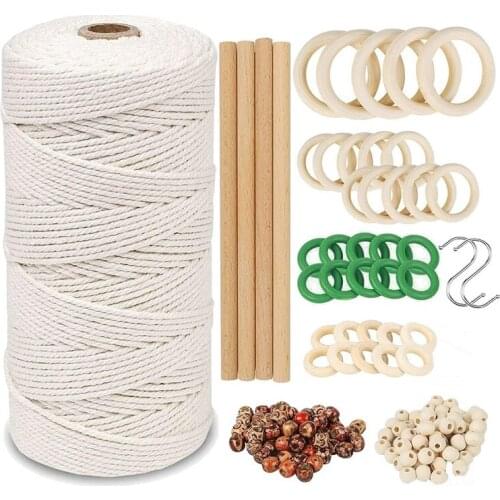 DIY Macrame Kit For Adults Beginners,109 Yards Macrame Cord Macrame Beads With Wooden Rings And Sticks,Macrame Supplies