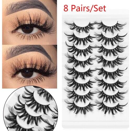 5/8Pairs/set 3D Mink Eyelashes Beauty Makeup Faux Cils Eyelashes maquiagem Natural Wispies Fluffy Full Volume False Lashes
