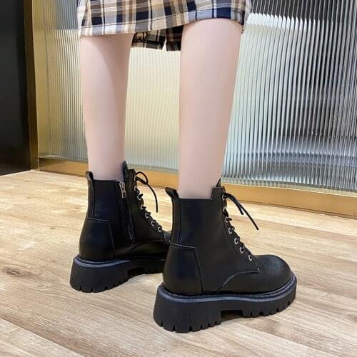 2021 New Ankle Boots Summer Womens Shoes Flat Heel Round Toe Boots-Women Lace Up Luxury Designer Low Rubber Ladies Autumn Hot