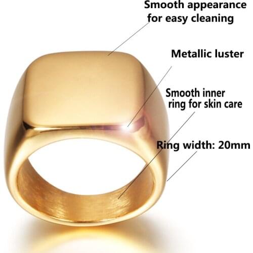 Stainless steel wedding rings mens fashion Smooth polishing ring jewelry hip hop large ring gold black blue 2020 ring Thumb
