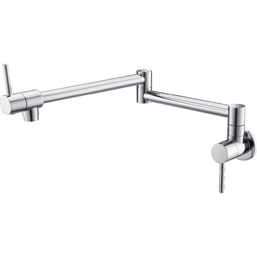 Solid Brass Pot Filler Wall Mounted Kitchen Faucet Dual Handles Double Joint Spout chrome Kitchen Faucet New