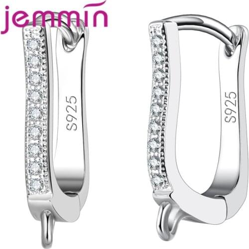 Fine Nickel Free High Quality Clear Crystal 925 Sterling Silver Hoop Findings Earring And Components Wholesale