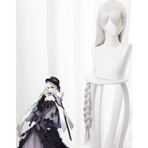 Anime Game Arknights Cosplay Specter Costume Wigs for Adult Long Silver White Twist Braid Synthetic Hair Halloween Role Play Wig