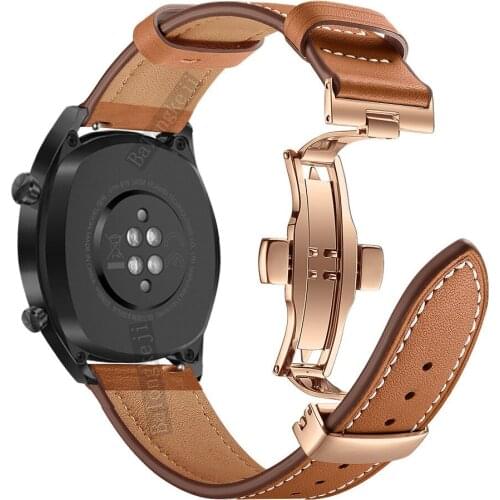 20mm Butterfly buckle Leather Band for Xiaomi Huami Amazfit GTS /GTR 42mm Watch Strap for Amazfit Bip lite S Bracelet bands