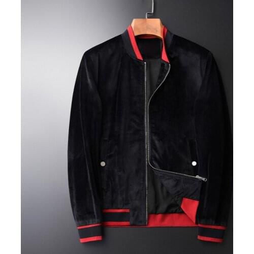 Stand Collar Luxury Contrast Color Rib Velvet Mens And Coats Slim Zipper Men Jackets Plus Size 4XL