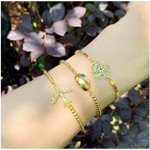 Plane eye multicolor crystal micro pave cz zircon cubic zirconia Bracelet Adjustable silicone Snake Chain Jewelry hc3we