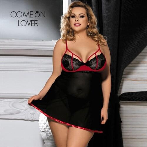 Sex Dress for Women Transparent Plus Size 6XL 7XL Babydoll Nightwear Sleeveless Black Womens Lingire Sexy Dress Erotic RE80245
