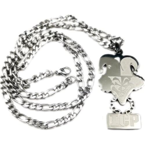 Silver Juggalo Large 2 inch Stainless steel Silver Carnival of Carnage Charm Pendant Necklace NK Chain 4mm 24 inch For Gifts men