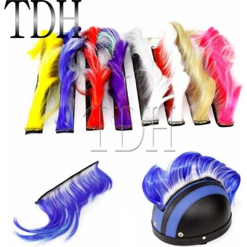 Blue White Motorcycle Snowmobile ATV BMX Bike Helmets Mohawk Sticker Attached Feathers Hawks Hair Merry Christmas Decorations