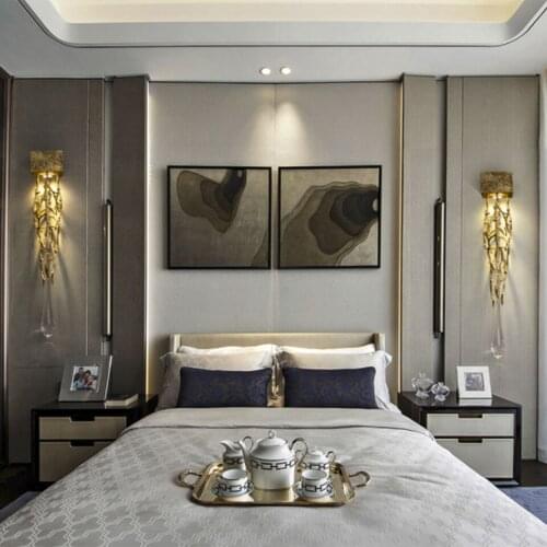 Modern Minimalist Wall Lamps Living Room Bedroom Bedside LED Indoor Crystal Gold Lamp Aisle Lighting Decoration Light Fixtures