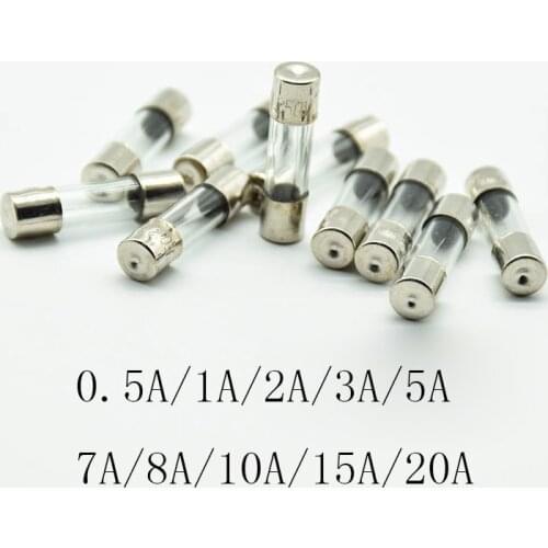 20Pcs 5x20mm Fast Quick Blow Glass Tube Fuse Assorted Kit Fast Blow Glass Fuses 0.5A 1A 2A 3A 5A 7A 8A 10A 15A 20A/250V 5*20mm