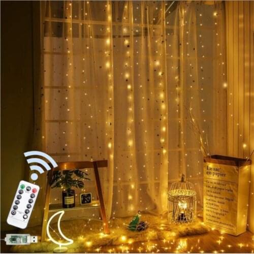 3x3m Fairy Curtain Light LED Remote Control USB Garland String Lights for Home Bedroom Window Holiday Christmas Light