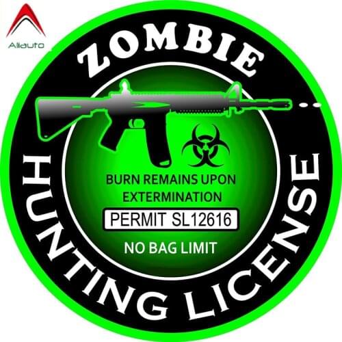 Aliauto Zombie Series Reflective Car Sticker Zombies Hunting License Retro-refective Creative Decoration Decals PVC,10cm*10cm