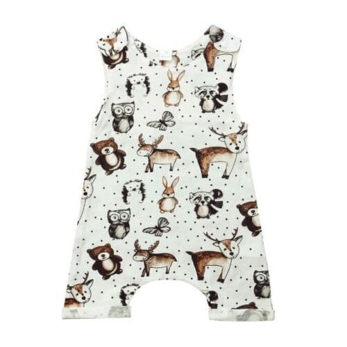 Top Baby Kid Boy Girl Infant Sleeveless Animal Romper Jumpsuit Cotton Clothes Outfit Size 0-2T